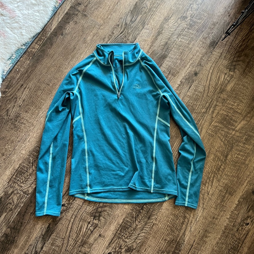 L.L. Bean Teal Quarter-Zip Pullover